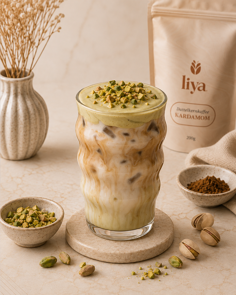 Liya Pistachio Cream Rezept mit Liya Kardamom Dattelkernkaffee